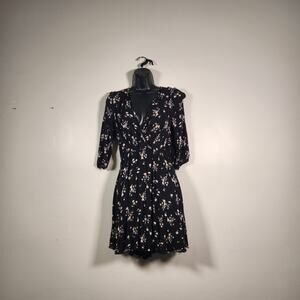 RUE21 Mini Dress Womens M Black Multi Floral Ditzy Cottagecore Dark Boho Summer